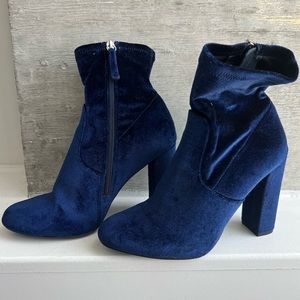 Steve Madden Deep Blue Velvet High Heel Boot